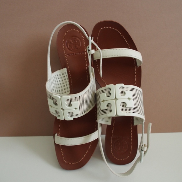Tory Burch Lowell II Perforated Sandals-S:8 Ivory - Picture 7 of 10